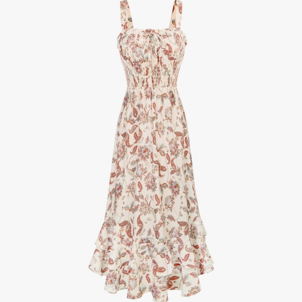 Floral Print Cream Dress